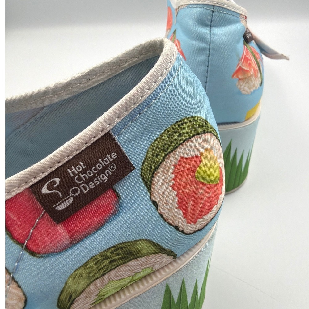 Hot Chocolate Design Sushi Mary Jane Platform Shoes Blue Novelty Women's Size 11 - Picture 5 of 9